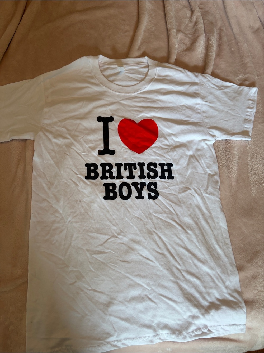 I Heart British Boys Graphic T-Shirt - White with Red Heart